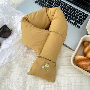 Chic Tan Scarf with Cute Character Design